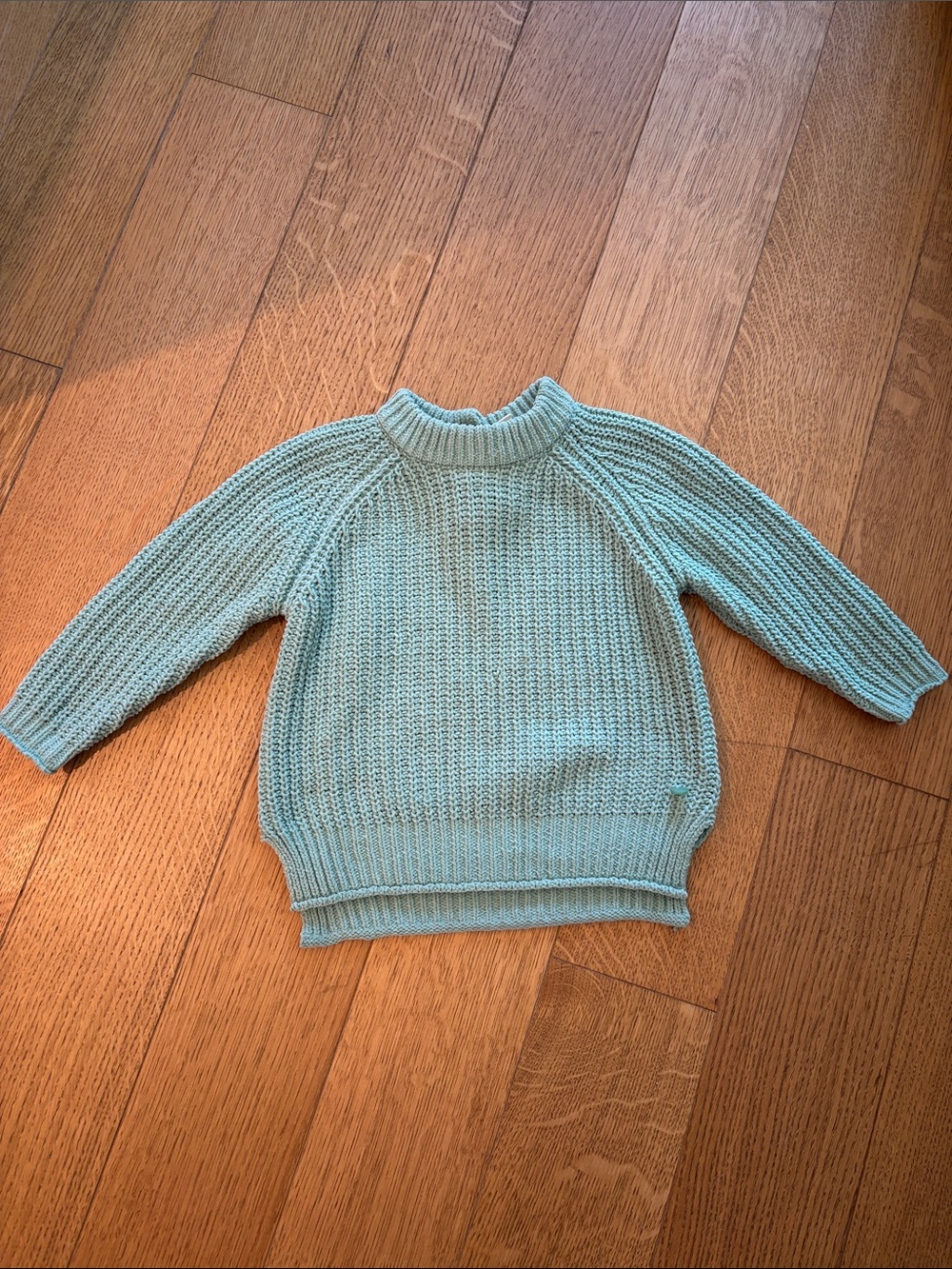 Kids Cozy Crewneck Sweater in Mint Green